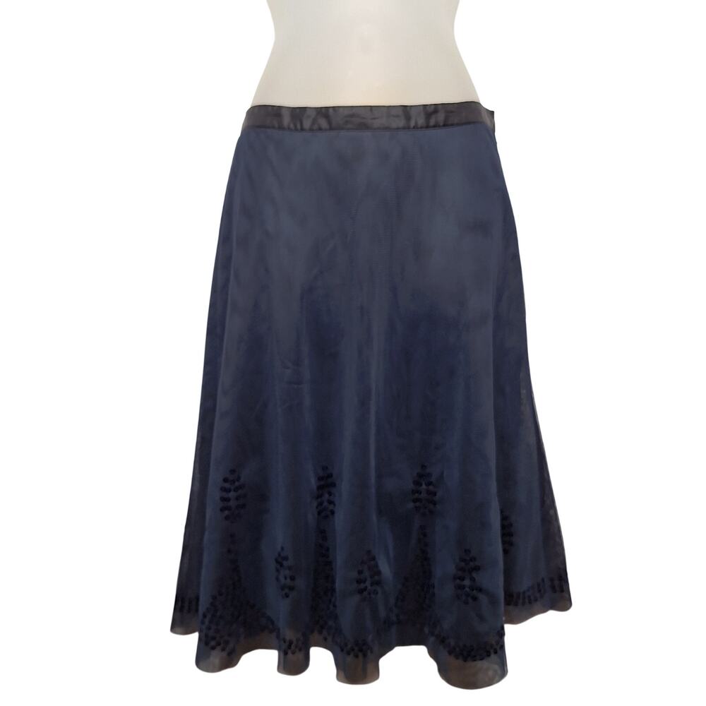 Vintage Y2K Old Navy Sheer Mesh Fairy Skirt 2 Sequin Midnight Blue Low Waist
